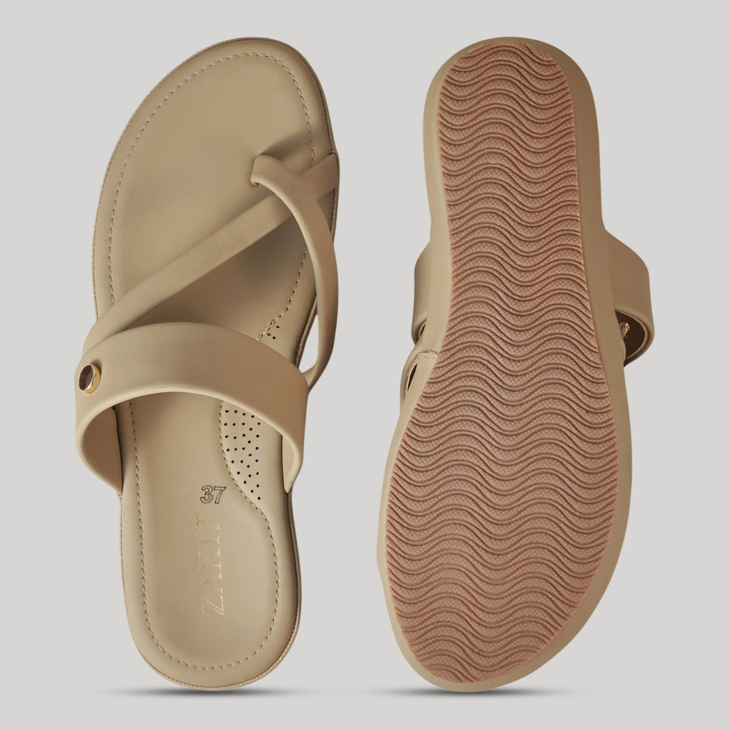 Kloe Comfort Flat Sandals - Beige