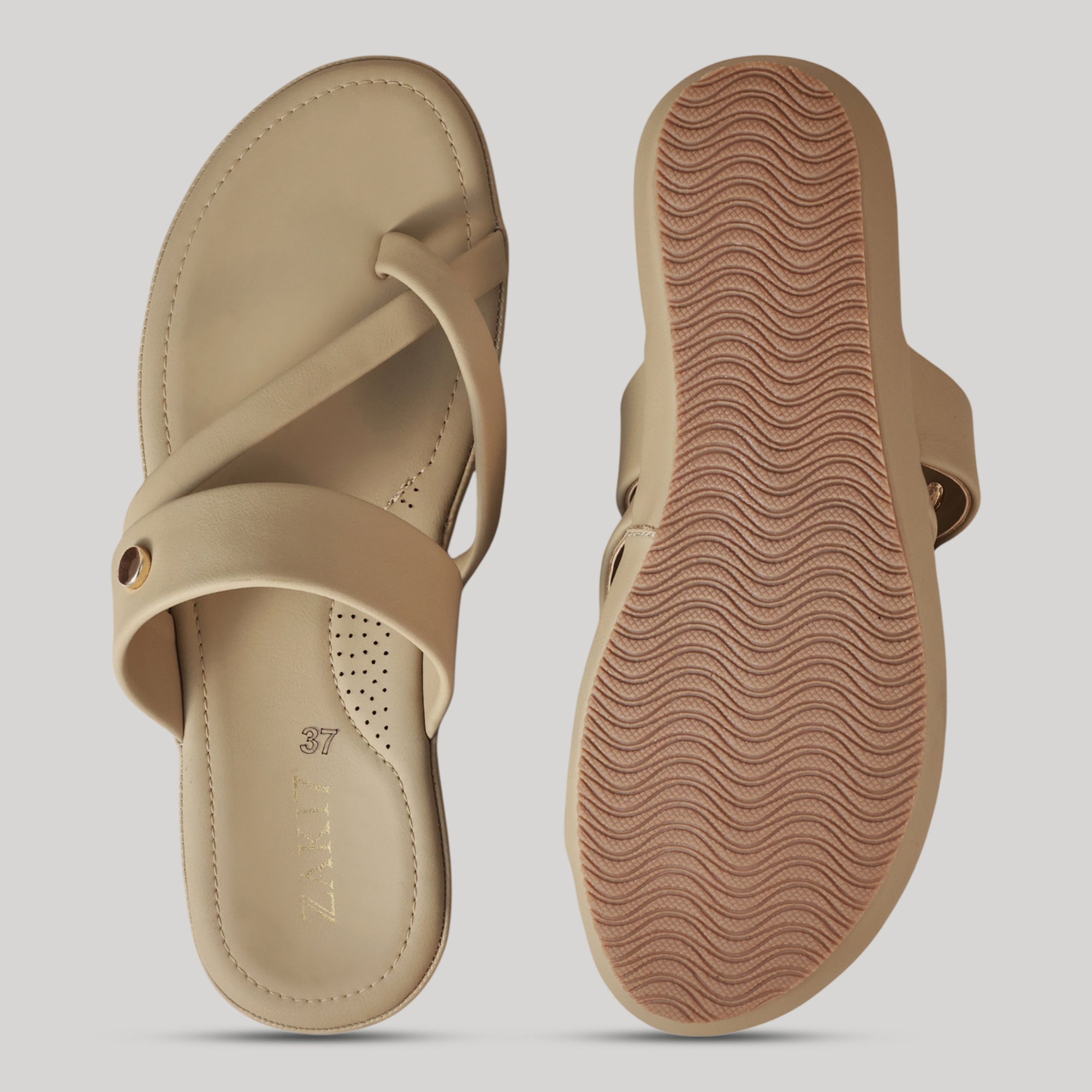 Kloe Comfort Flat Sandals - Beige