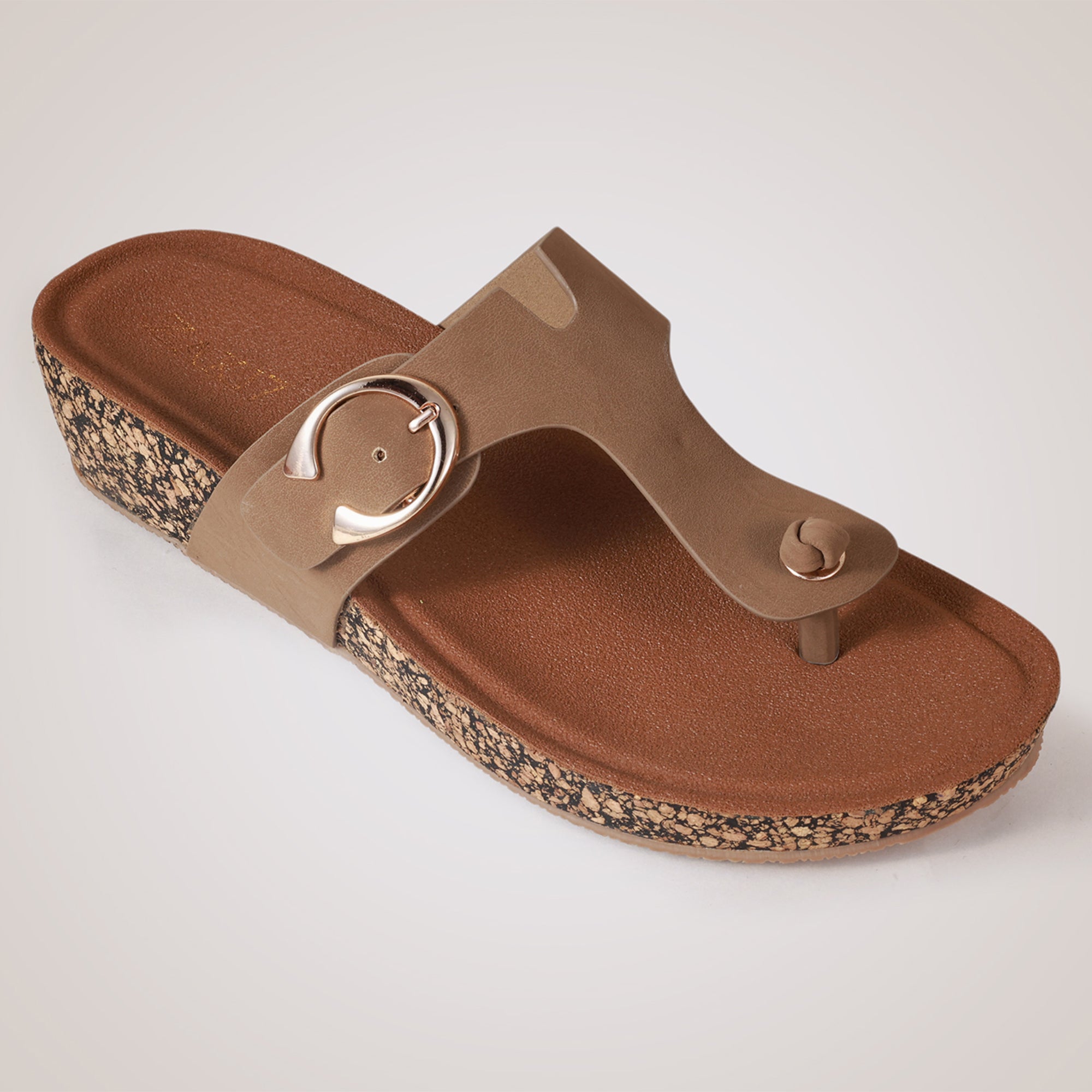Liyah Cork Wedges - Beige
