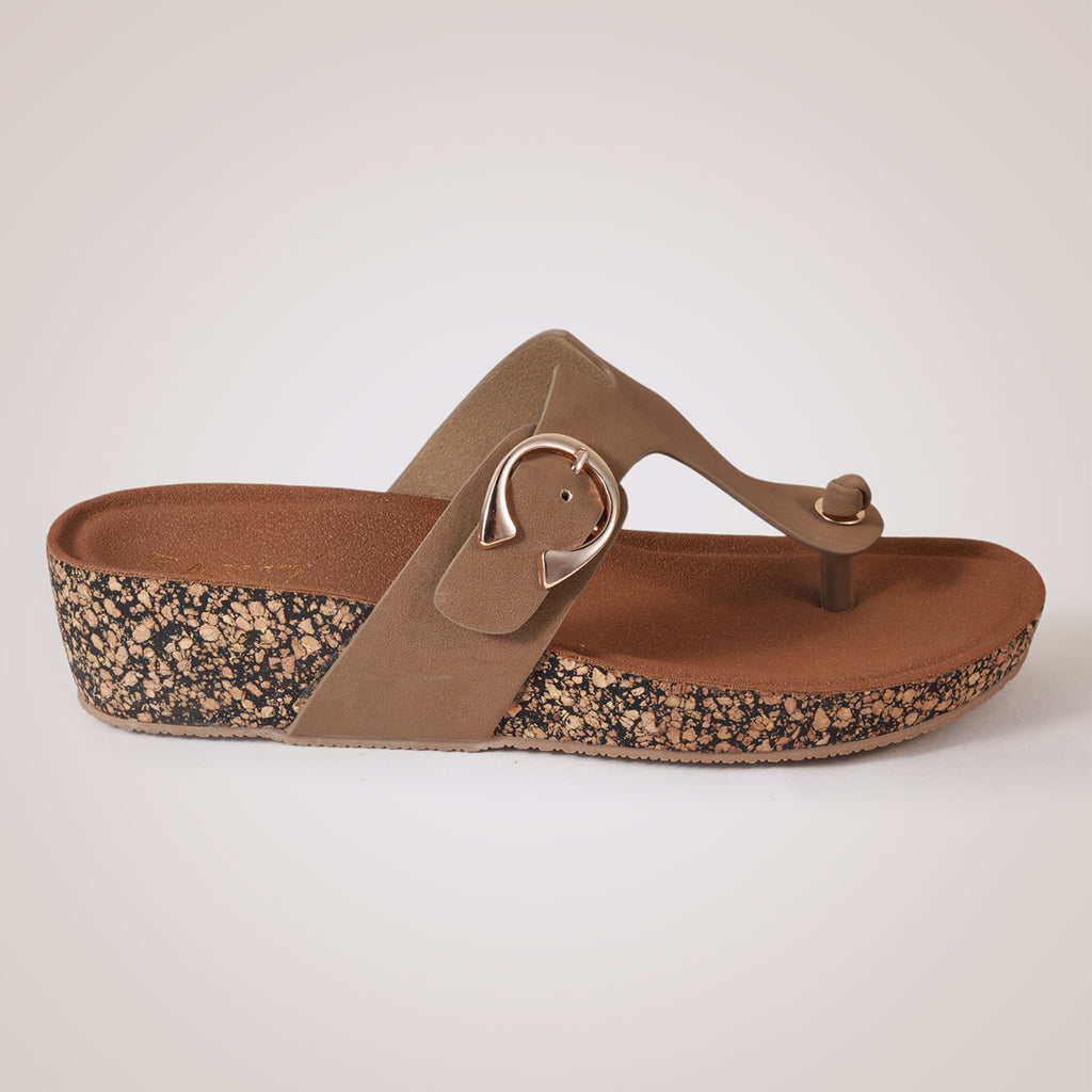 Liyah Cork Wedges - Beige