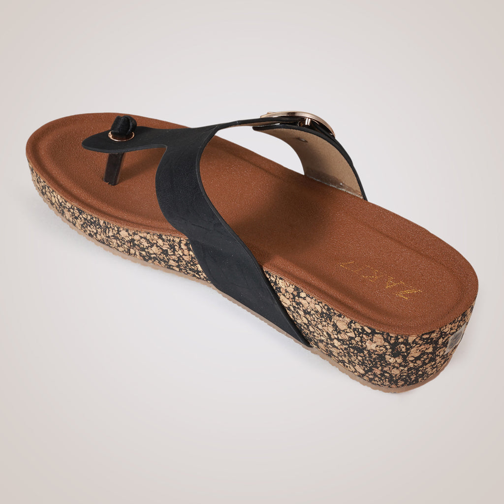Liyah Cork Wedges - Black