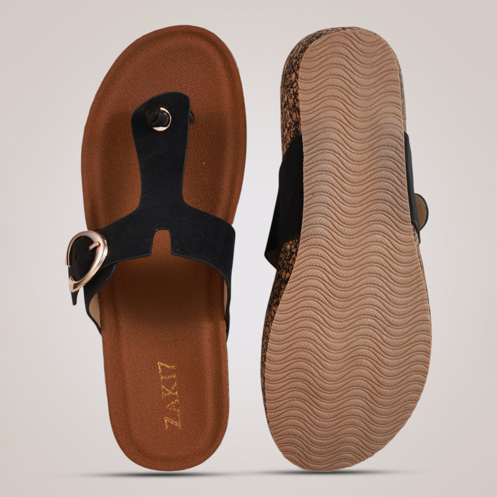 Liyah Cork Wedges - Black