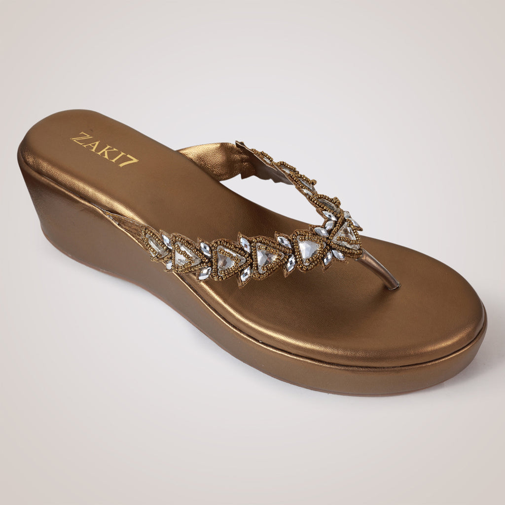 Zuri Embroidered Wedges - Antique