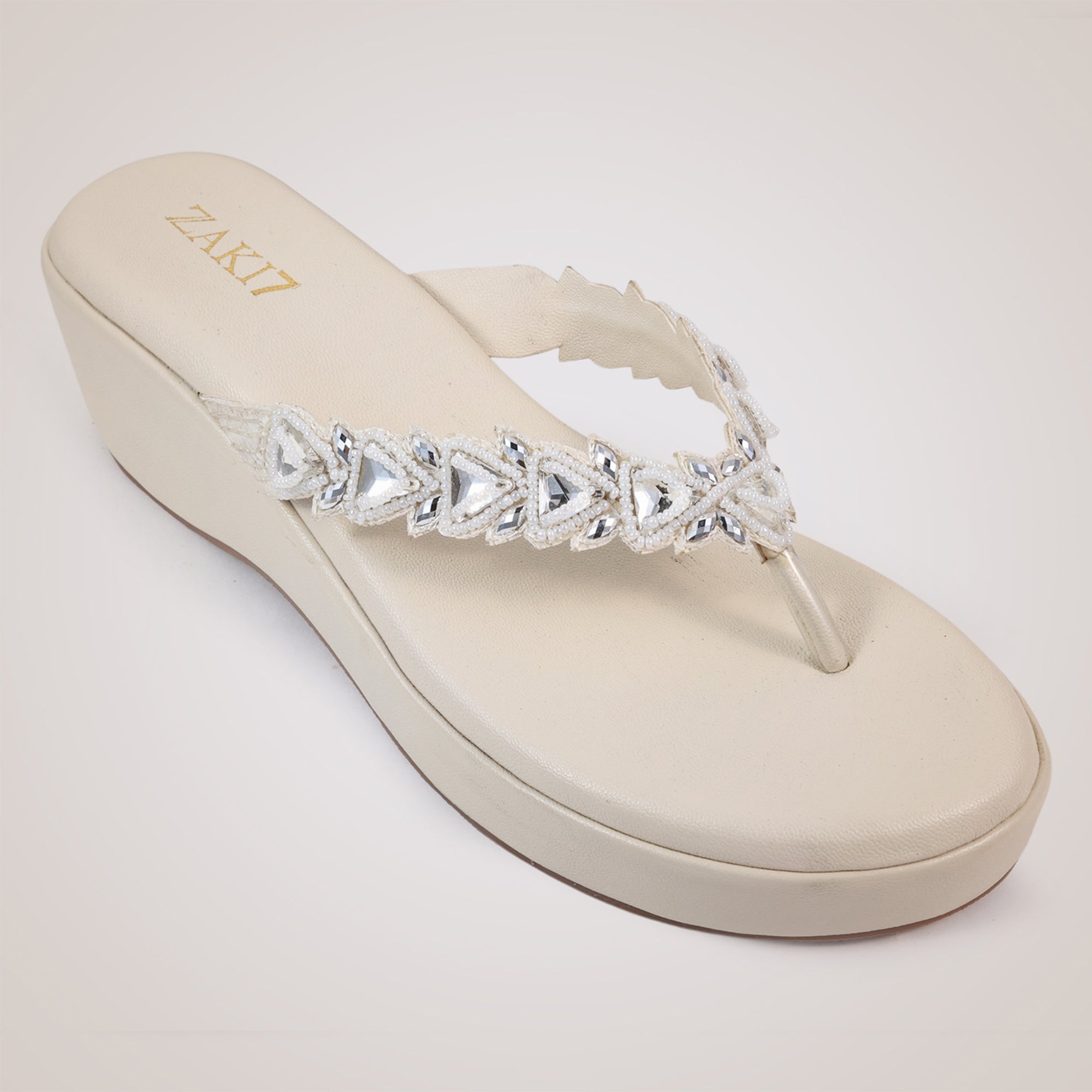 Zuri Embroidered Wedges - Offwhite