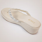 Zuri Embroidered Wedges - Offwhite