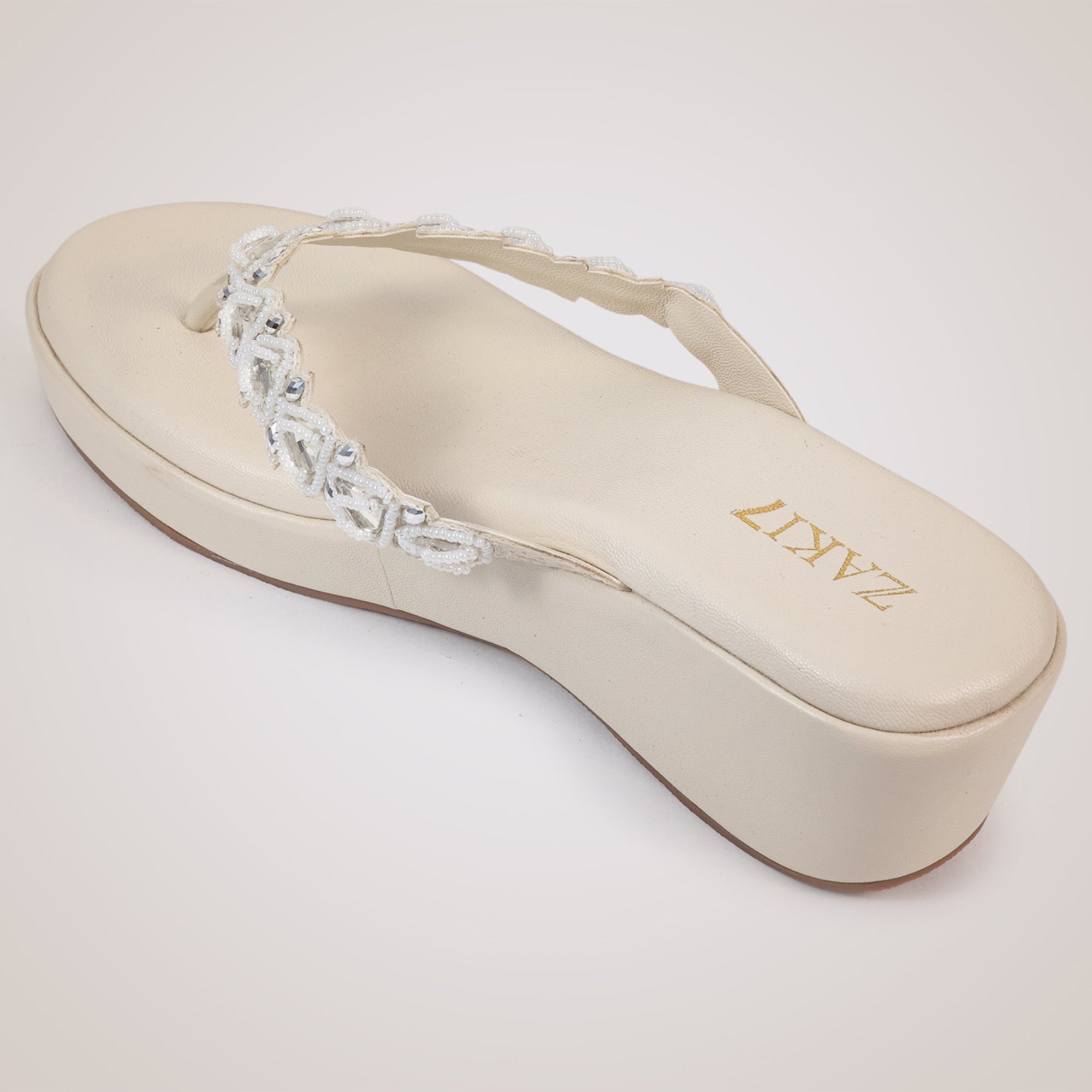 Zuri Embroidered Wedges - Offwhite