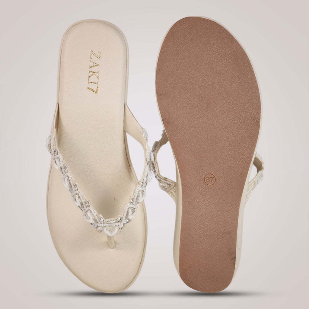 Zuri Embroidered Wedges - Offwhite