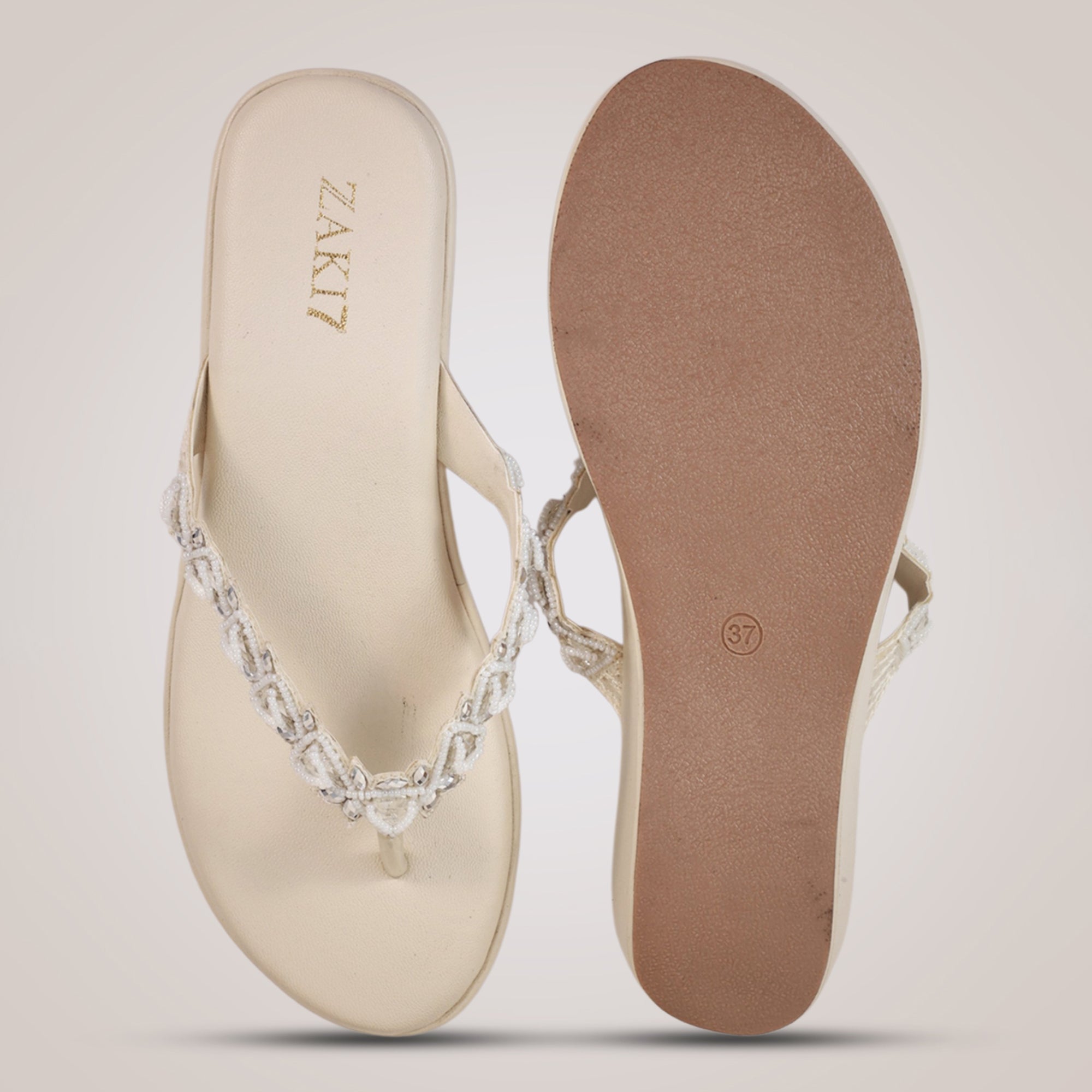 Zuri Embroidered Wedges - Offwhite