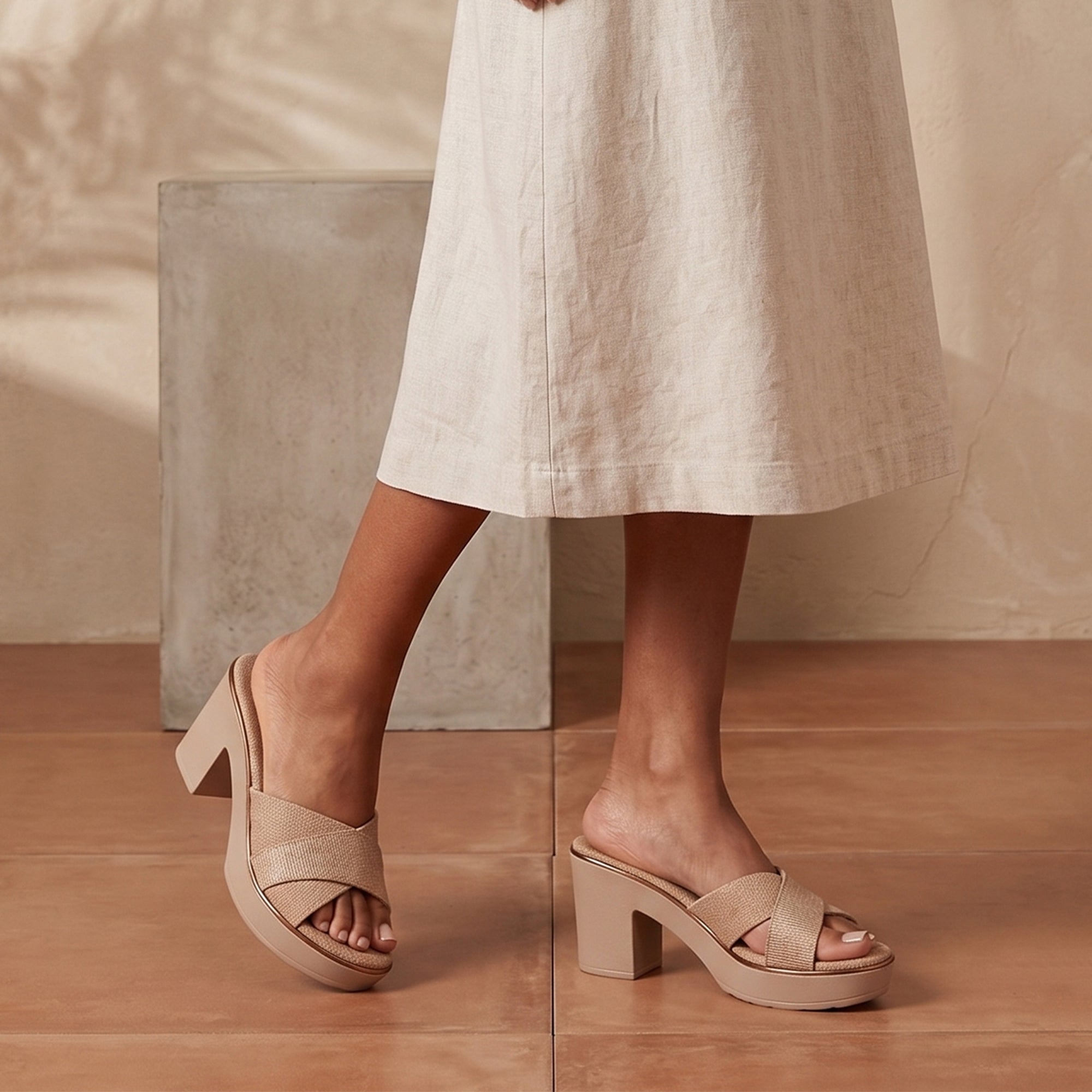 Alyce Platform Heels - Tan