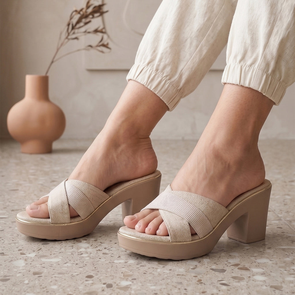 Alyce Platform Heels - Beige