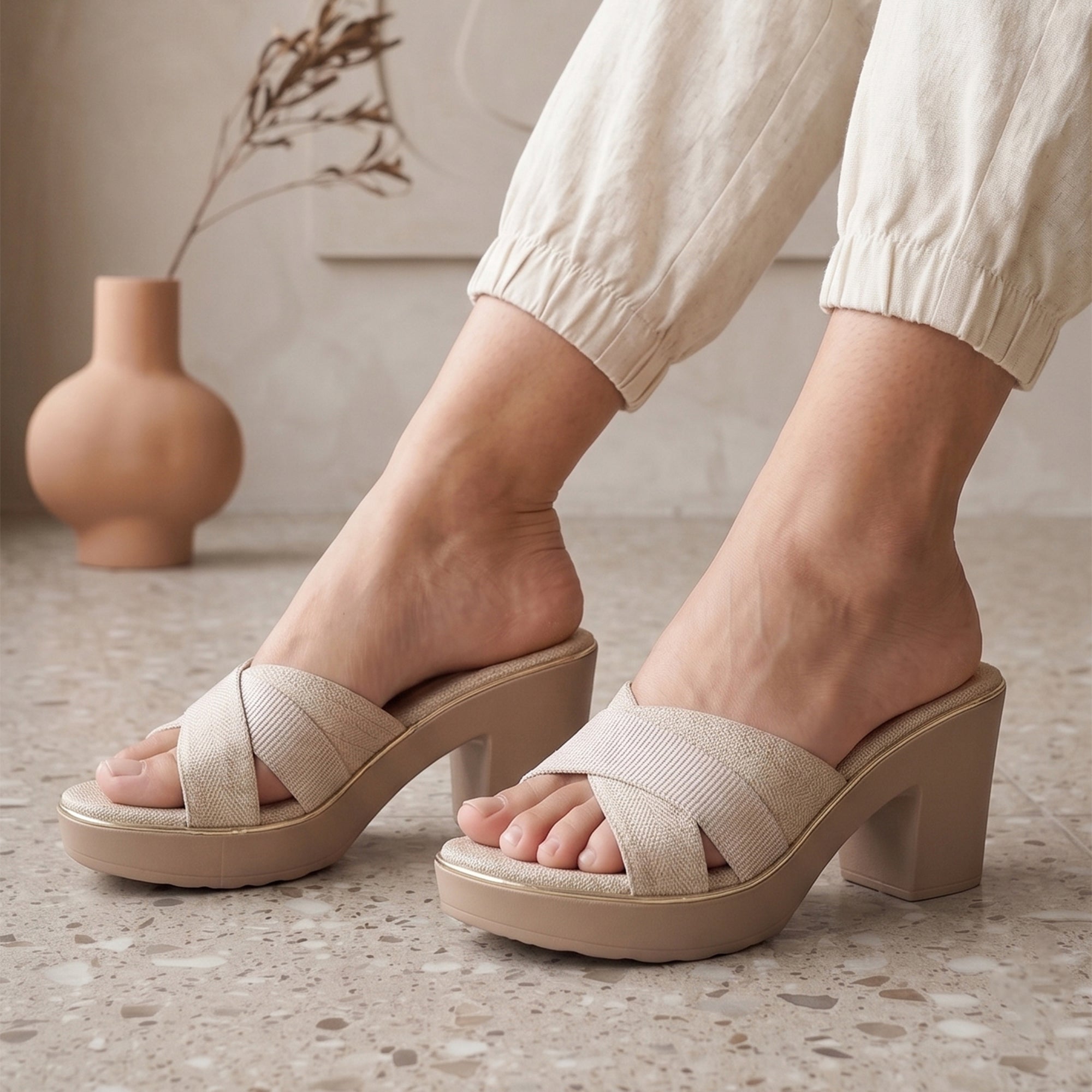 Alyce Platform Heels - Beige