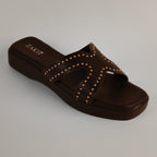 Anya Studded Platform Wedges - Dark Chocolate