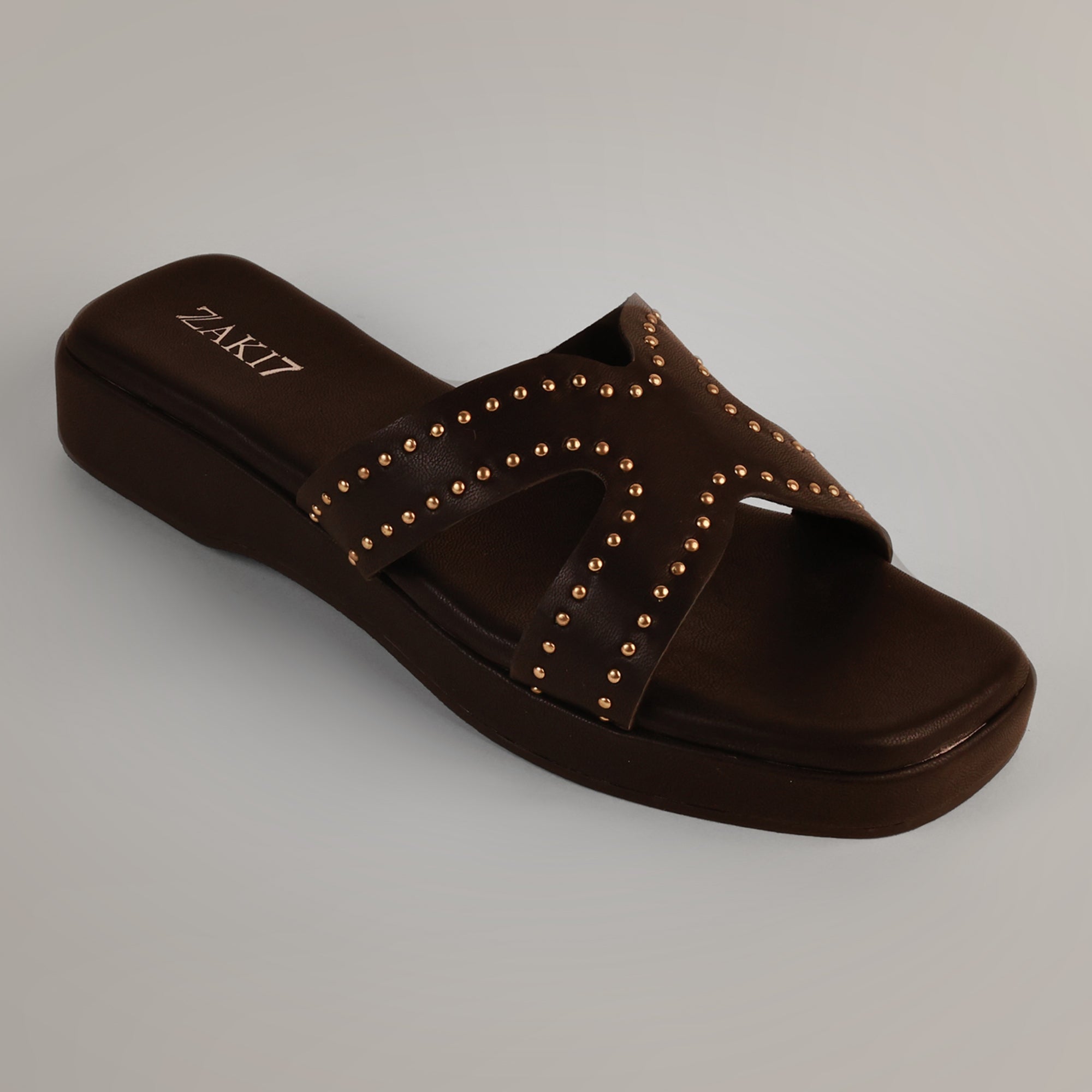 Anya Studded Platform Wedges - Dark Chocolate