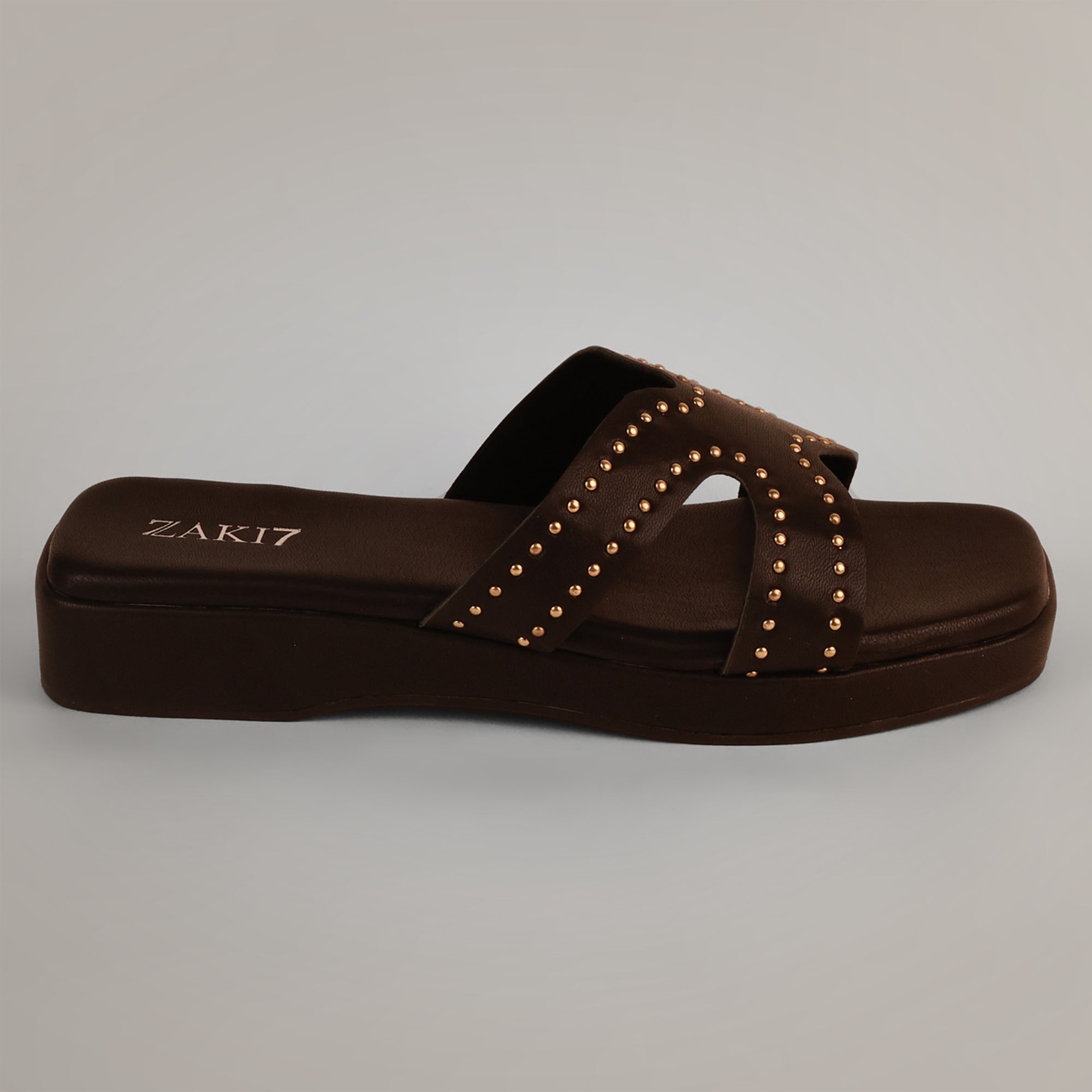 Anya Studded Platform Wedges - Dark Chocolate