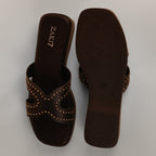 Anya Studded Platform Wedges - Dark Chocolate