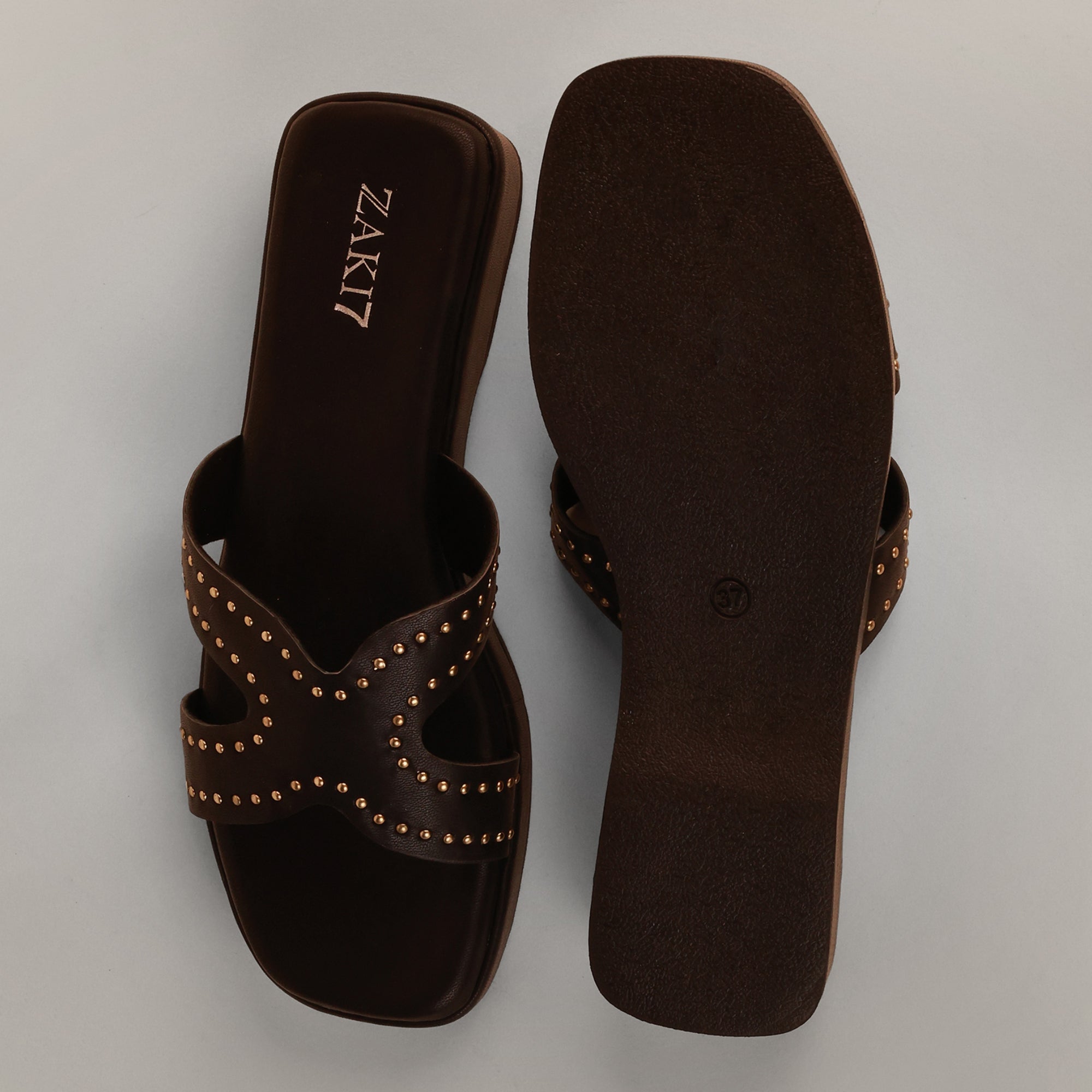 Anya Studded Platform Wedges - Dark Chocolate
