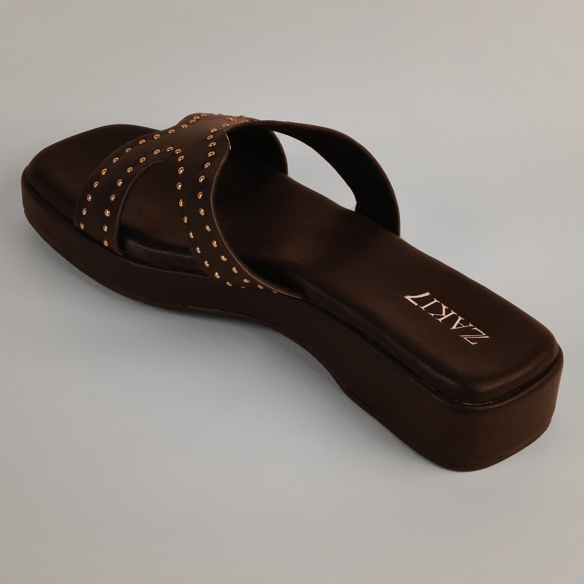 Anya Studded Platform Wedges - Dark Chocolate