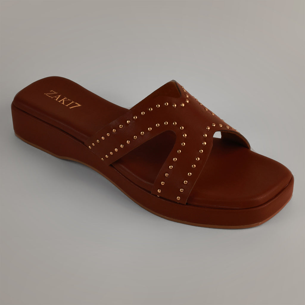 Anya Studded Platform Wedges - Tan