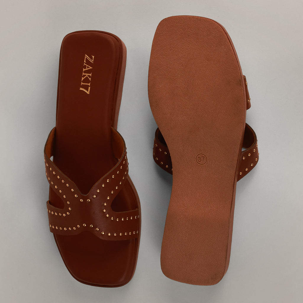 Anya Studded Platform Wedges - Tan