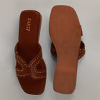 Anya Studded Platform Wedges - Tan