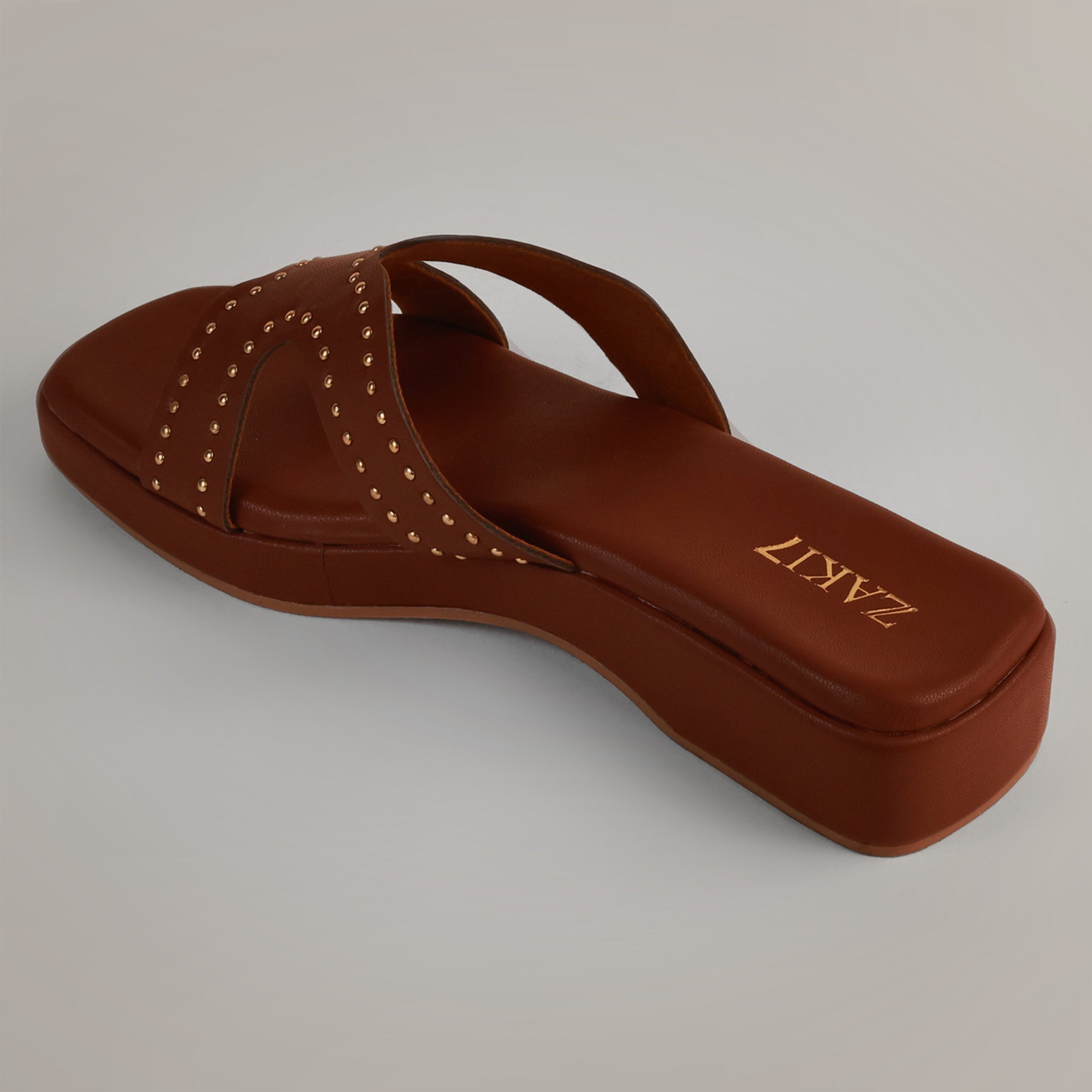 Anya Studded Platform Wedges - Tan