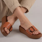 Darcy Platform Wedge Sandals - Tan