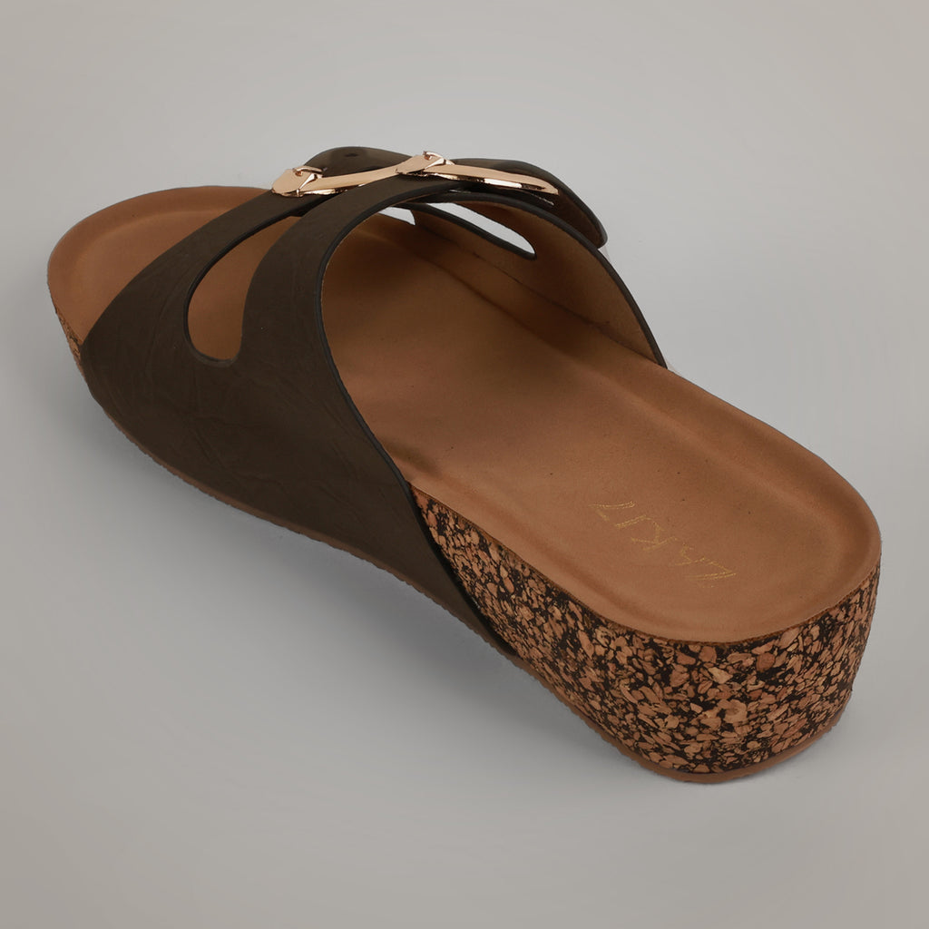 Ery Cork Wedge Heeled Sandals - Olive