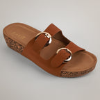 Ery Cork Wedge Heeled Sandals - Tan