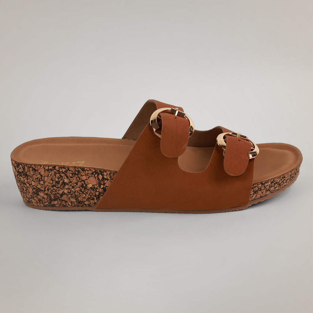 Ery Cork Wedge Heeled Sandals - Tan