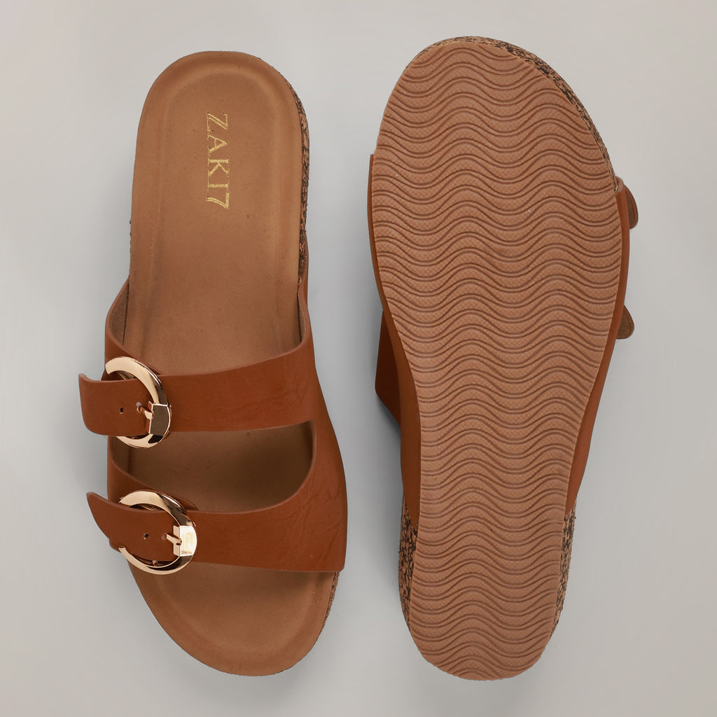Ery Cork Wedge Heeled Sandals - Tan