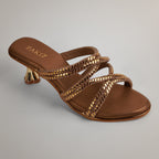 Evy Embellished Kitten Heels - Antique