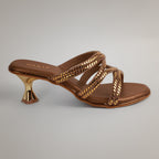 Evy Embellished Kitten Heels - Antique