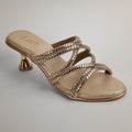 Evy Embellished Kitten Heels - Gold