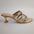Evy Embellished Kitten Heels - Gold