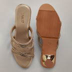 Evy Embellished Kitten Heels - Gold