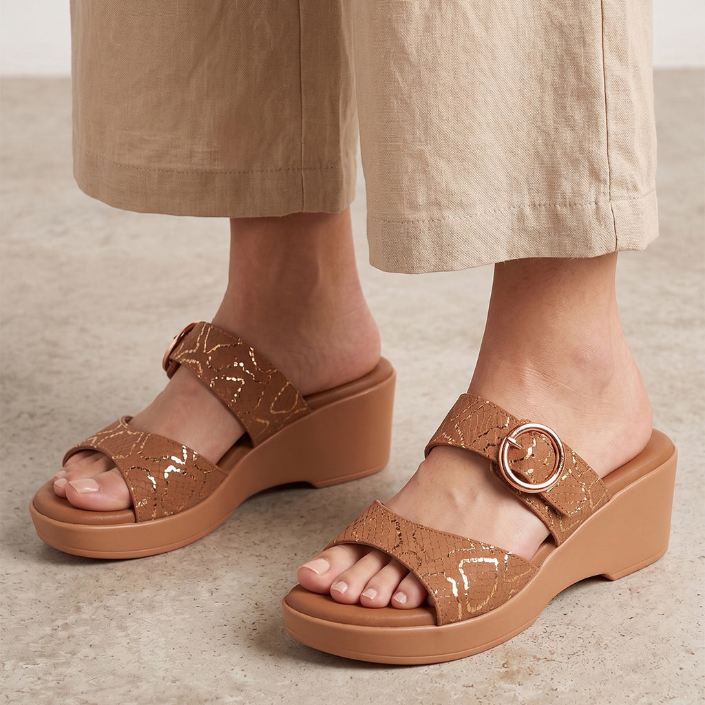 Gracey Wedge Sandals - Tan