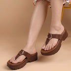 Jamy Platform Wedge Sandals - Brown