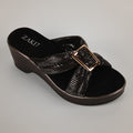 Kally Criss-Cross Wedge Sandals - Black