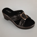 Kally Criss-Cross Wedge Sandals - Black