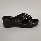 Kally Criss-Cross Wedge Sandals - Black