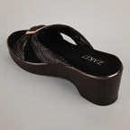 Kally Criss-Cross Wedge Sandals - Black