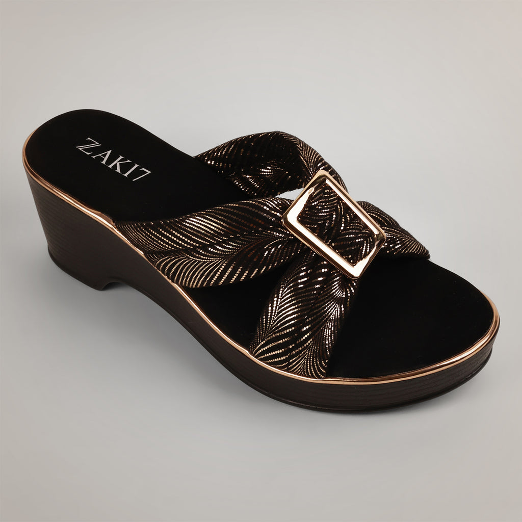 Kally Criss-Cross Wedge Sandals - Gold