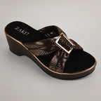 Kally Criss-Cross Wedge Sandals - Gold