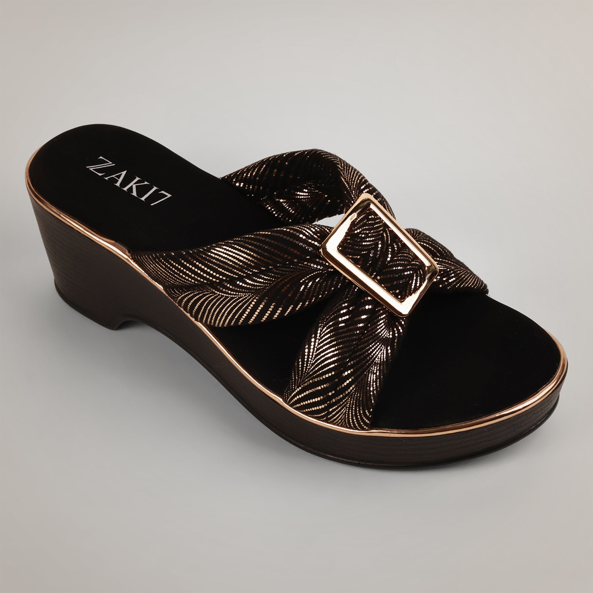 Kally Criss-Cross Wedge Sandals - Gold