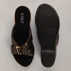 Kally Criss-Cross Wedge Sandals - Gold