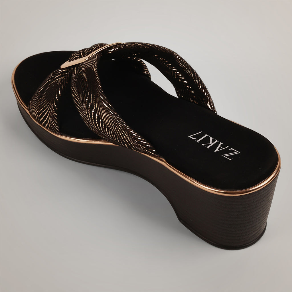 Kally Criss-Cross Wedge Sandals - Gold