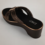 Kally Criss-Cross Wedge Sandals - Gold