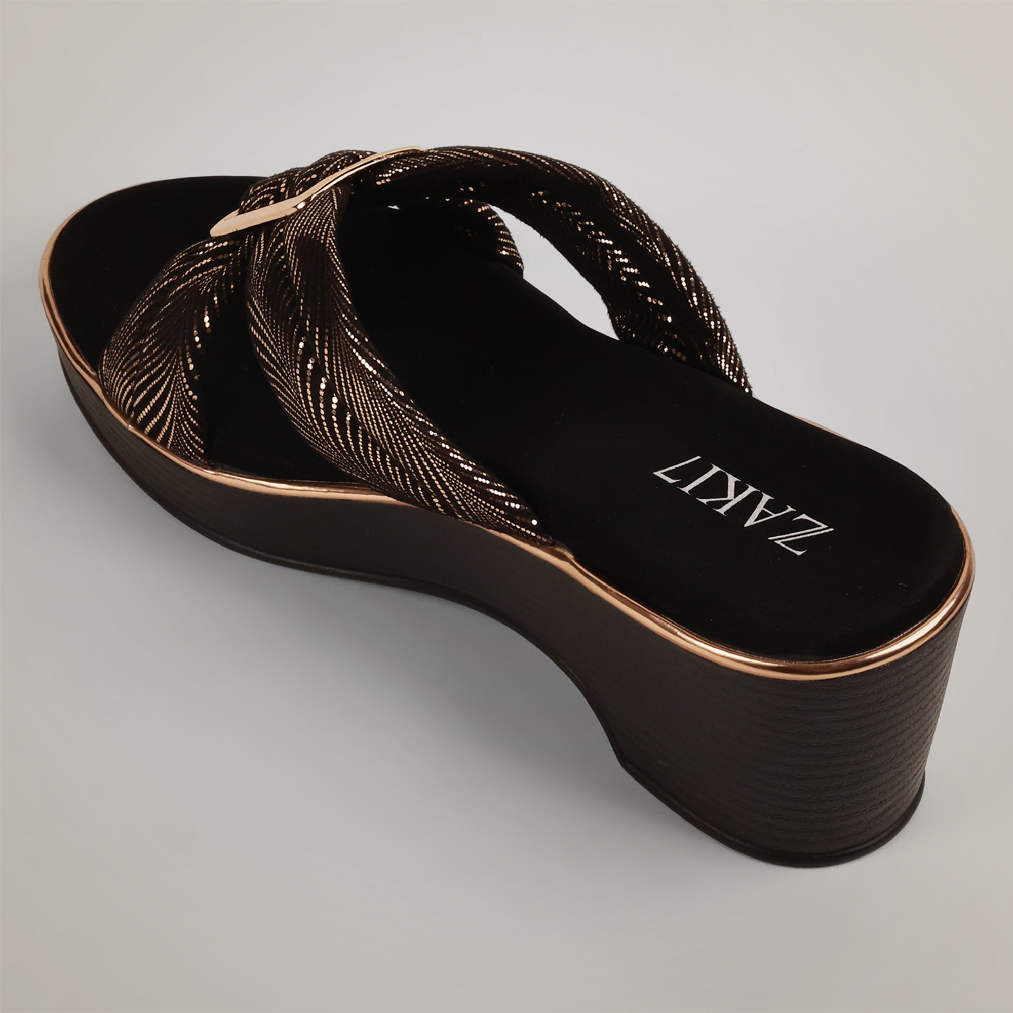 Kally Criss-Cross Wedge Sandals - Gold