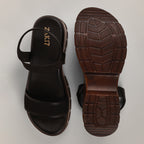 Layla Chunky Platform Wedge Sandals - Black