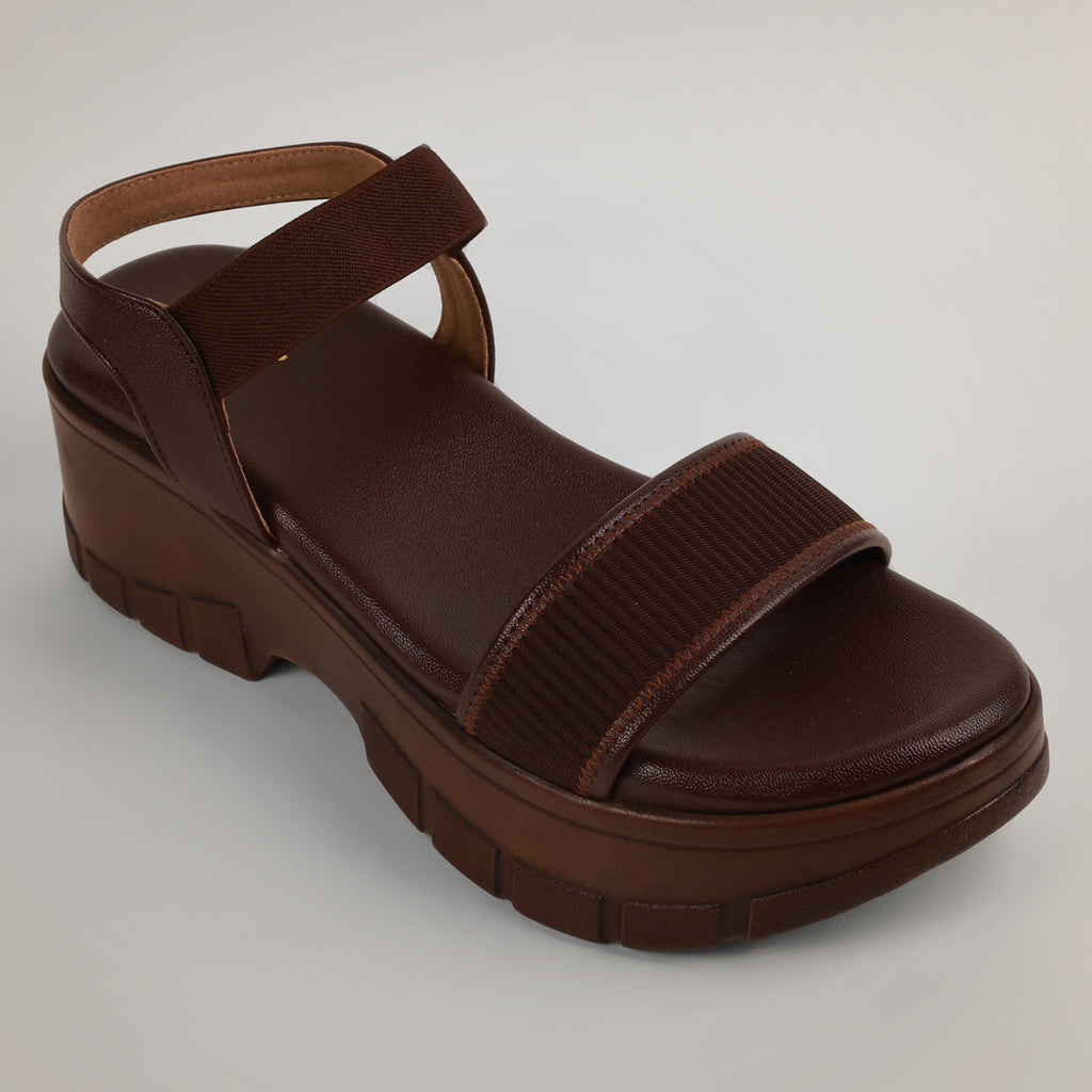 Layla Chunky Platform Wedge Sandals - Brown